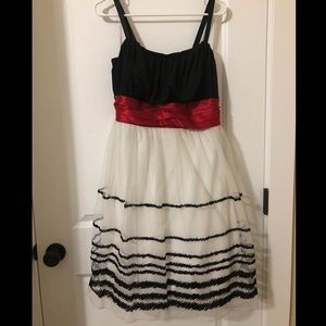 Black, White and Red semi formal dress